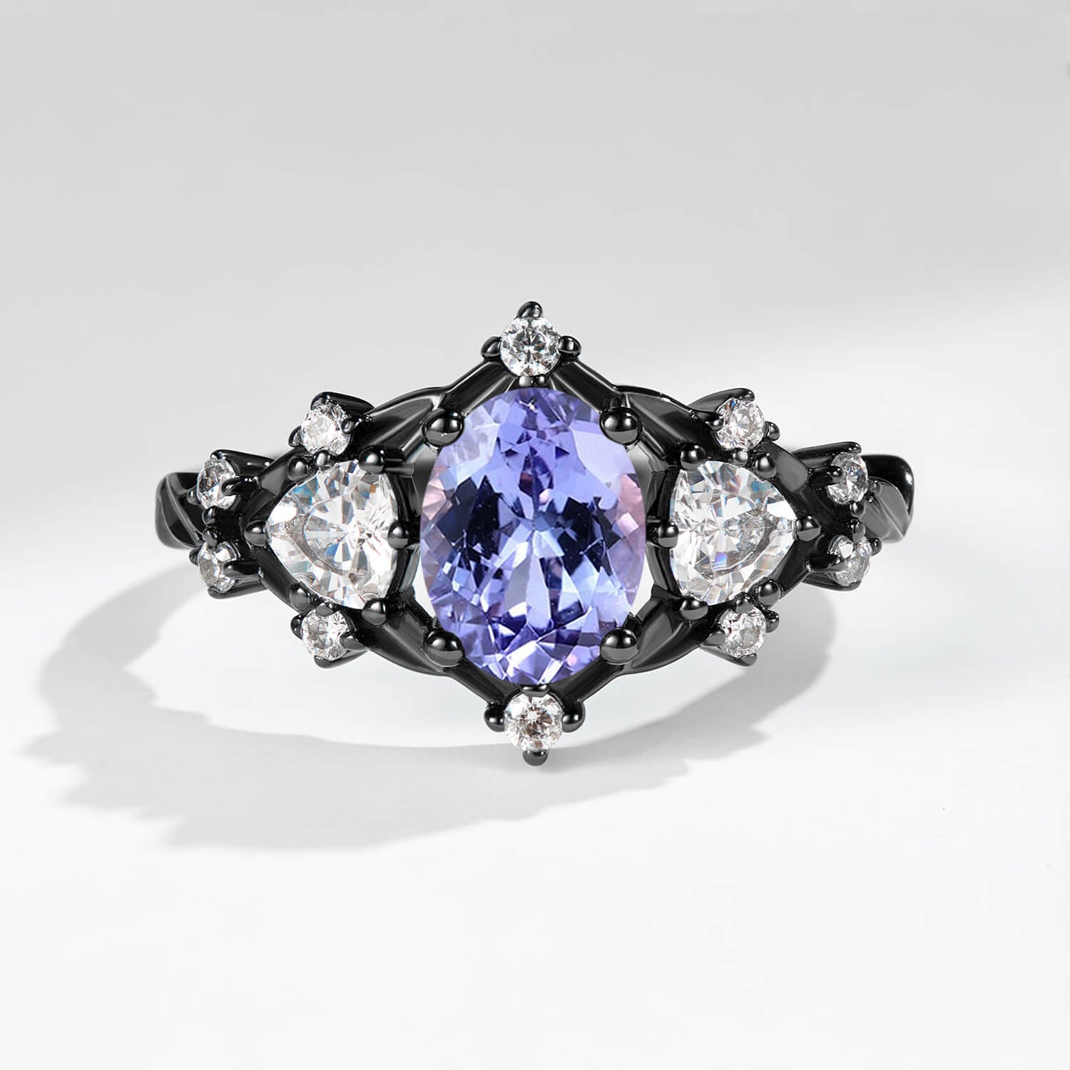 【order】twilight ring … Tanzanite oval Twilight Obsidian Geometry Oval Cut Tanzanite Crushed-Ice Black